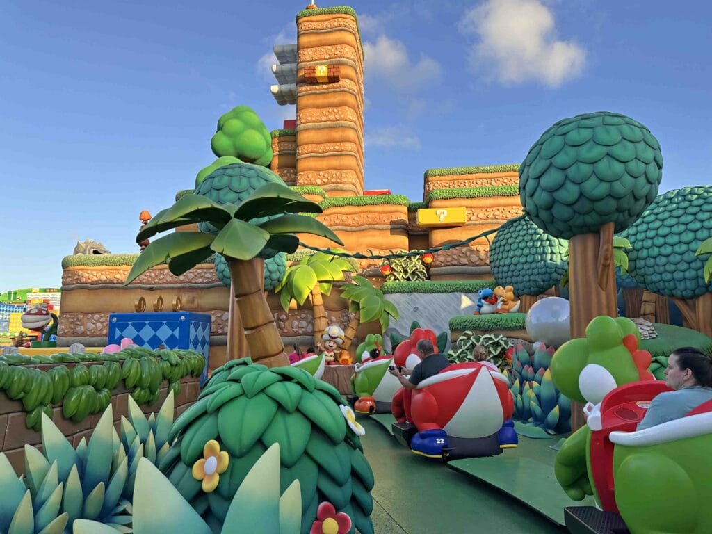 Yoshi's Adventure is a slow ride that offers views of Super Nintendo World.