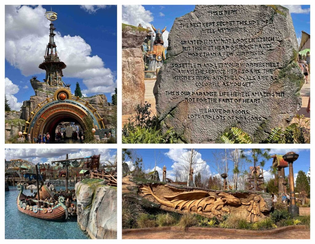 The gateway for Isle of Berk opens to familiar images from How to Train Your Dragon.