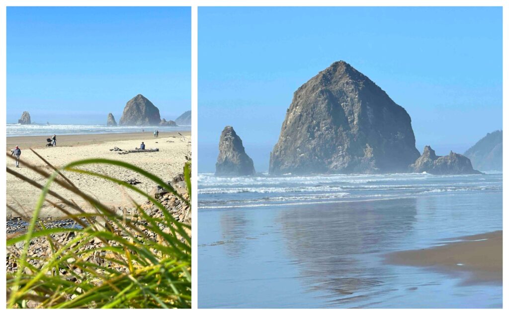 Haystack Rock is a familiar natural landscape stop along an Oregon Coast road trip.