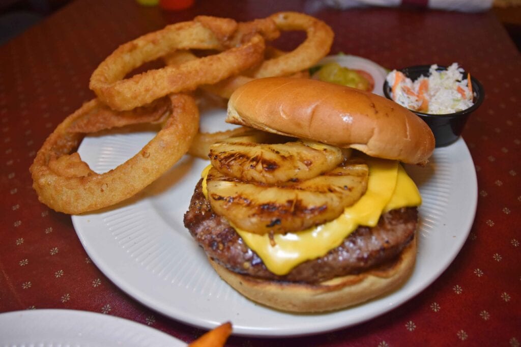 The Teriyaki Burger is a pleasing blend of island flavors.
