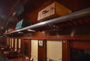 Visitors can dine inside a converted railroad car at Central Station Bar & Grill.