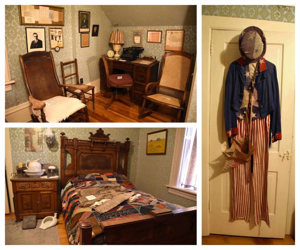 Heinie's bedroom contains some of his writings, as well as an Uncle Sam costume he wore on Independence Day.