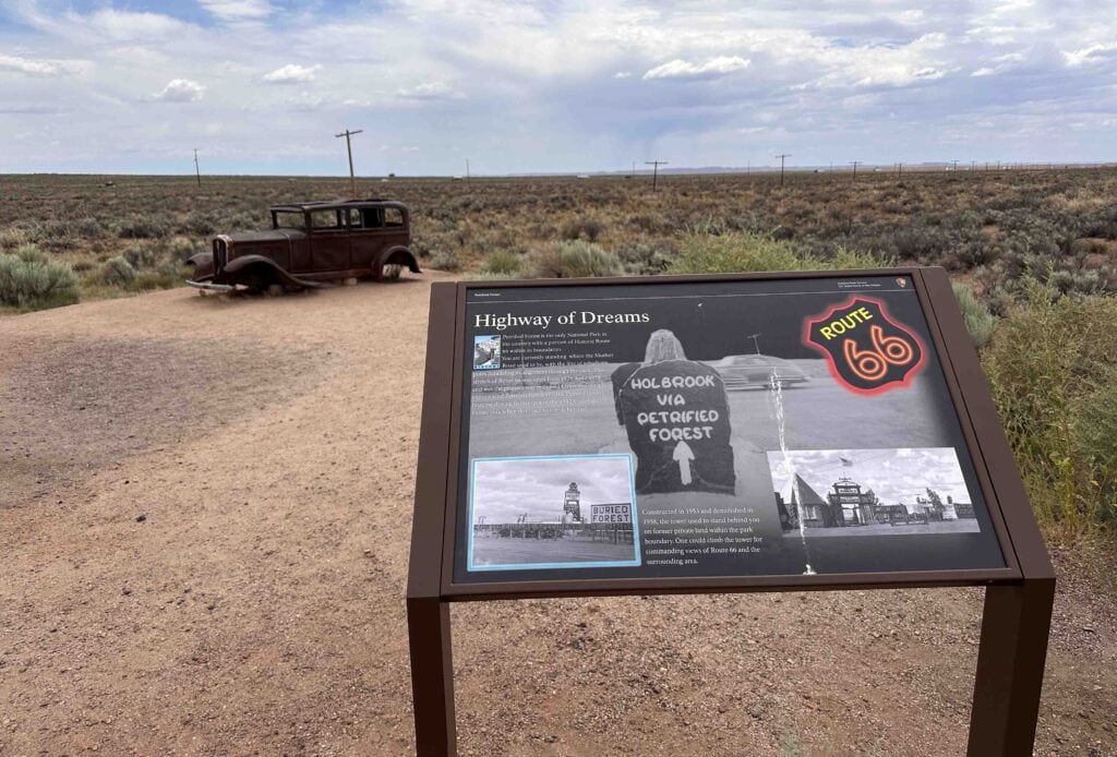 Rooute 66 originally ran through the park and you can learn about it at the information signs in the park.