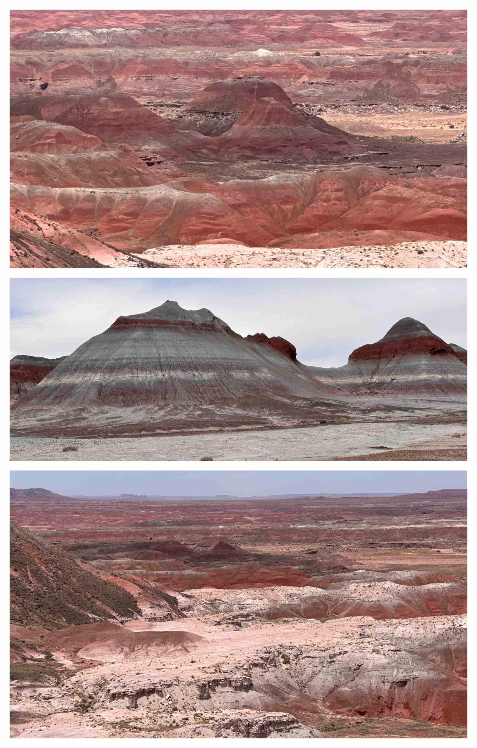 The painted desert has layers of color exposed over millions of years.