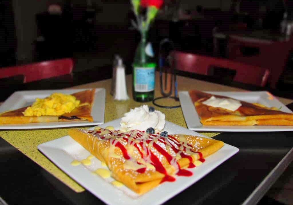 An assortment of crepes can be ordered at Chez Elle.